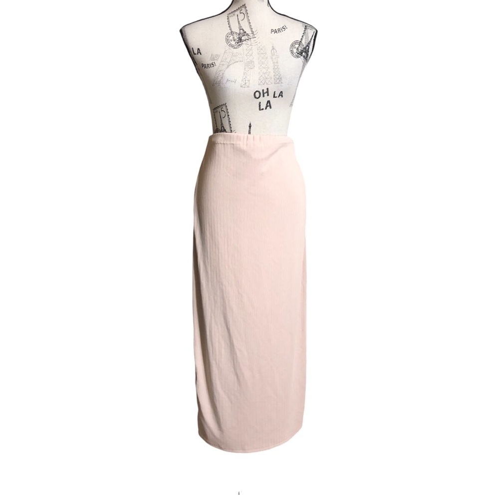 Shein L Ribbed Cream Maxi Skirt